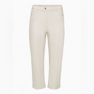 Aritzia Wilfred The Melina Cropped Pant in Matte Pearl (white / light gray)